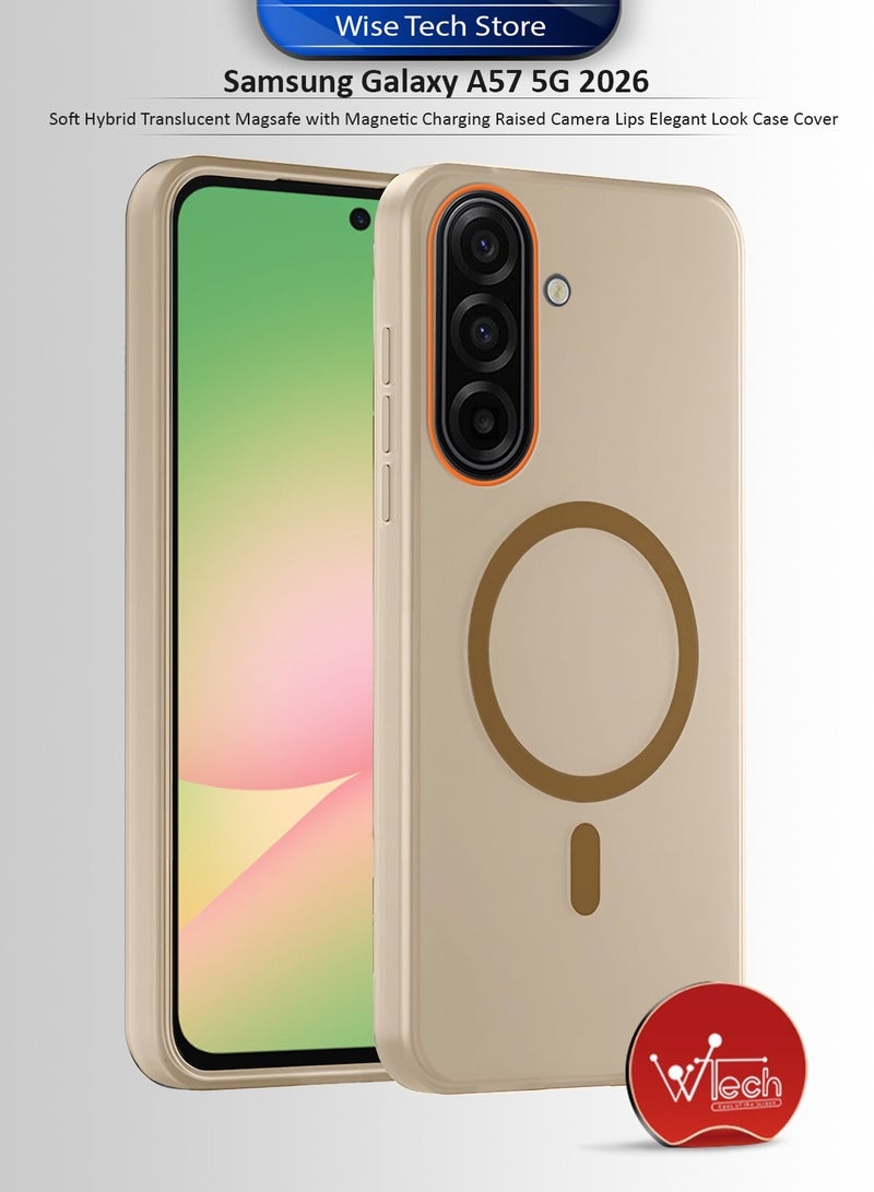 دبليو تيك غطاء هاتف سامسونج جالاكسي A57 5G 2026 هجين شبه شفاف ماجسيف مع شحن مغناطيسي وارتفاع حول الكاميرا لمظهر أنيق (MCMPMN) - بني - Image 1